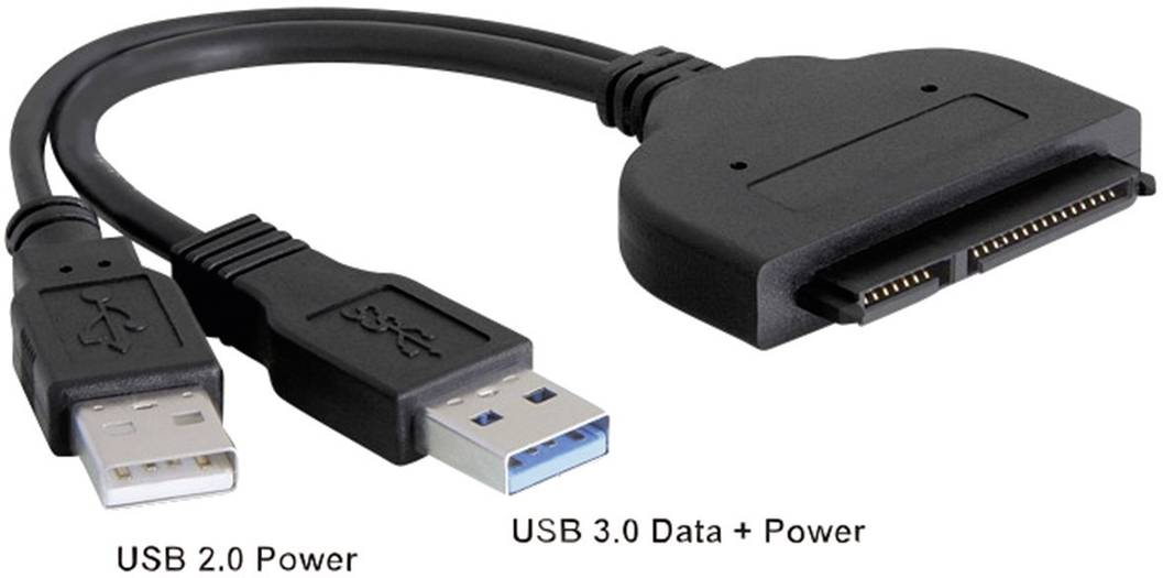 Festplatten Adapter [1x USB 3.0 Stecker A, USB 2.0 Stecker A 1x SATA