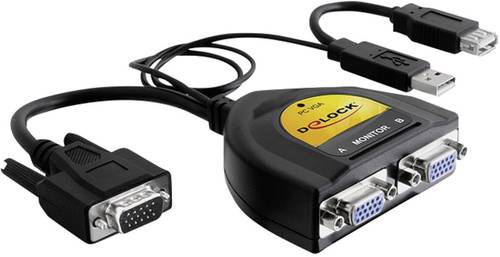 61968 2 Port VGA-Splitter 2048 x 1536 Pixel Schwarz