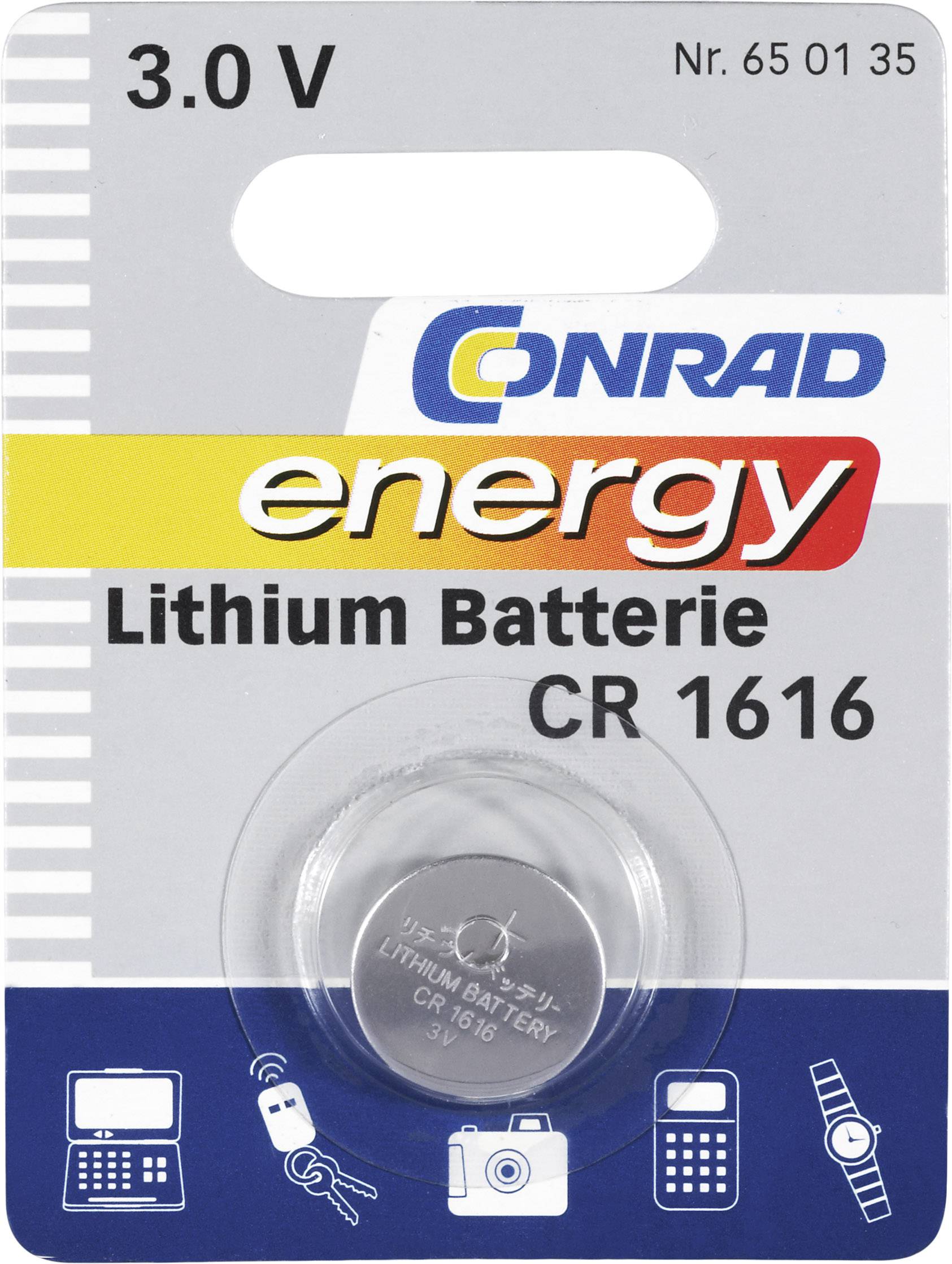 CR1616 Knopfzelle CR 1616 Lithium 45 mAh 3V