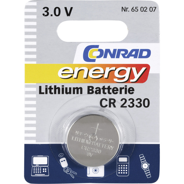 Conrad energy CR2330 Knopfzelle CR 2330 Lithium 260 mAh 3 V 1 St.