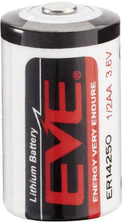 Lithium-Batterie der Marke 'EVE', Typ ER14250, 3.6 Volt, 1/2 AA.