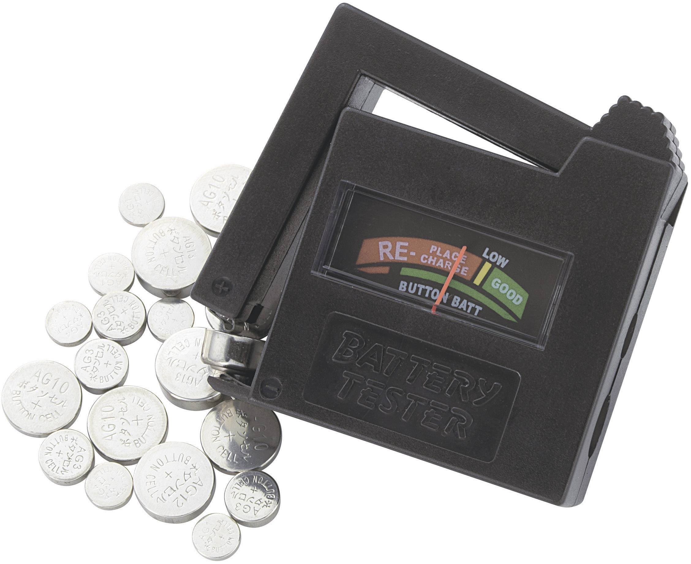 Knopfzellen-Set 6x AG1, 12x AG3, 6x AG4, 9x AG10, 3x AG12, 6x AG13 · Batterie-Tester
