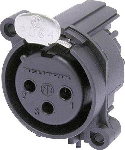 Neutrik NC3FAAH1 XLR-Steckverbinder Flanschbuchse, Kontakte gewinkelt Polzahl: 3 Schwarz