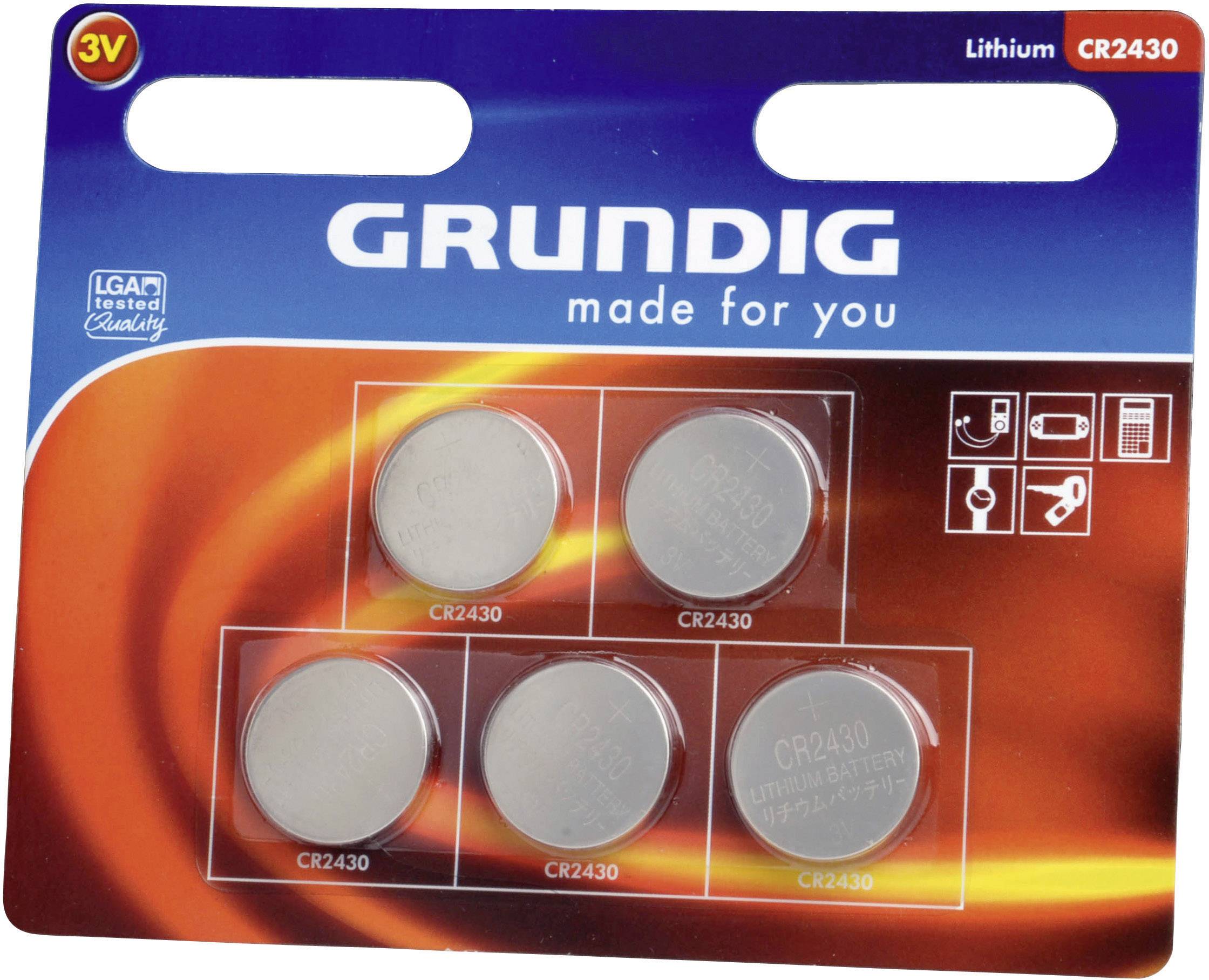 Grundig CR 2430 Knopfzelle CR 2430 Lithium 267 mAh 3 V 5 St.