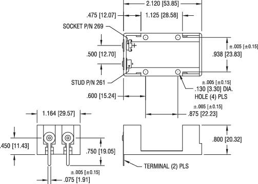 Keystone Electronics 1294 Batteriehalter 1x 9V Block Durchsteckmontage THT (L x B x H) 54 x 29 x 20mm