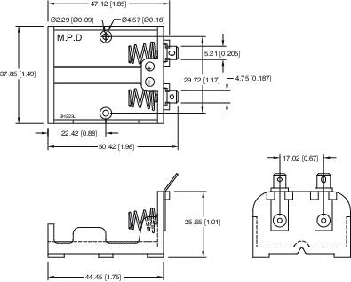 MPD BH223-L Batteriehalter 1x CR-P 2 Lötanschluss (L x B x H) 47 x 38 x 26mm