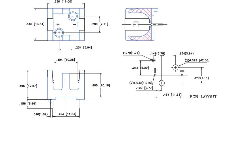 MPD BH1/3N-C Batteriehalter 1x 1/3N Lötanschluss (L x B x H) 16 x 13.5 x 12.5mm