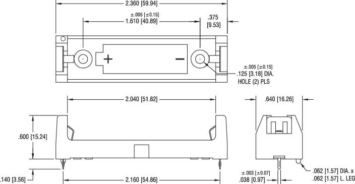 Keystone Electronics 1028 Batteriehalter 1x Mignon (AA) Durchsteckmontage THT (L x B x H) 59 x 16 x 15mm
