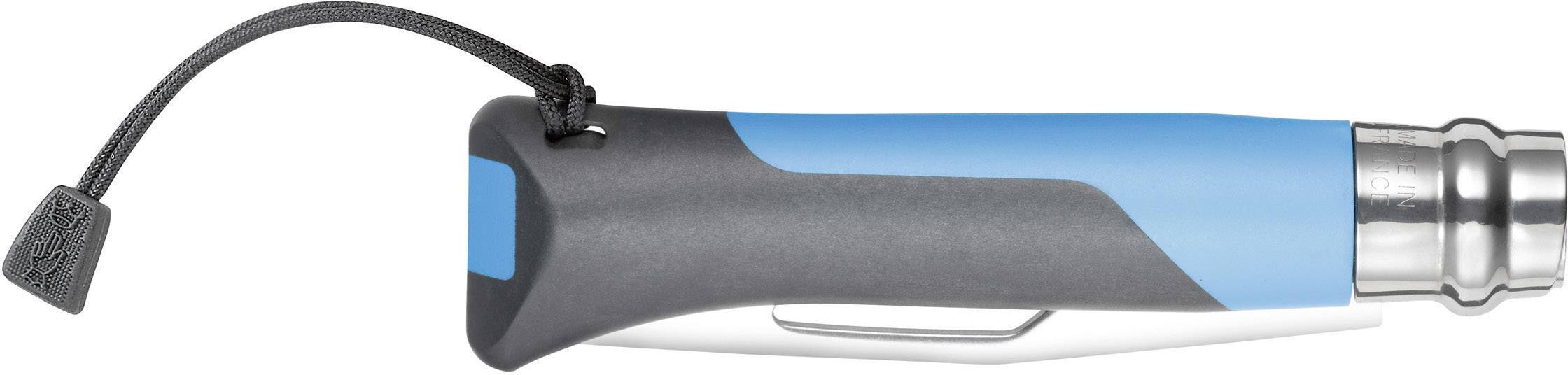Opinel N°08 Outdoor 254268 Outdoormesser mit Fangriemen, mit Signalpfeife Blau
