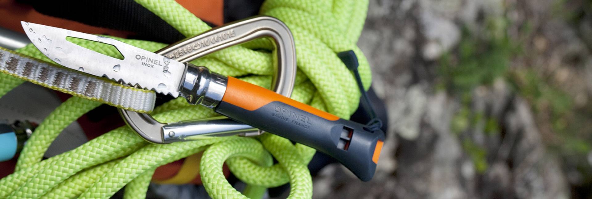 Opinel N°08 Outdoor 254269 Outdoormesser mit Fangriemen, mit Signalpfeife Orange