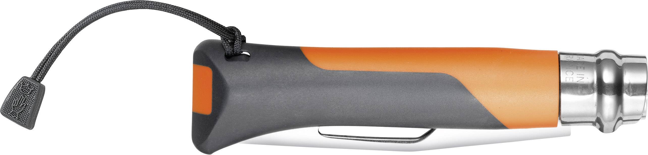 Opinel N°08 Outdoor 254269 Outdoormesser mit Fangriemen, mit Signalpfeife Orange