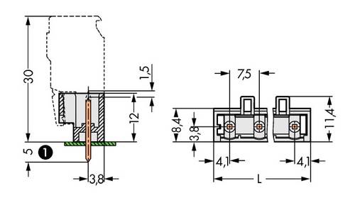 WAGO Stiftleiste (Standard) 2060 Polzahl Gesamt 9 Rastermaß: 7.50 mm 721-269/001-000 50 St.
