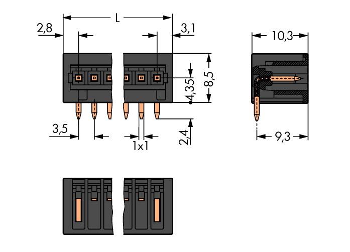 WAGO Stiftgehäuse-Platine 734 Polzahl Gesamt 5 Rastermaß: 3.50 mm 734-165/105-604 200 St.
