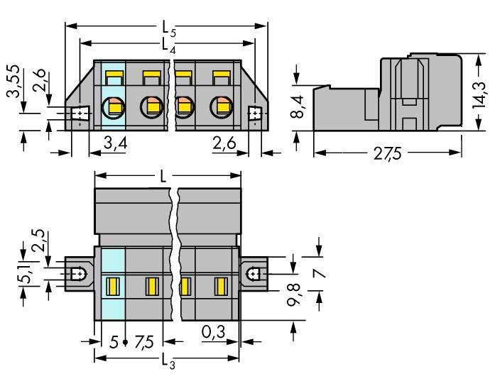 WAGO Stiftleiste (Standard) 2081 Polzahl Gesamt 12 Rastermaß: 7.50 mm 731-612/019-000 10 St.