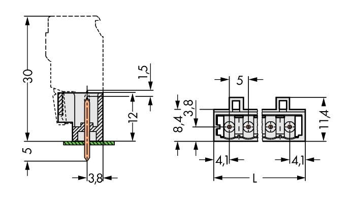 WAGO Stiftleiste (Standard) 2060 Polzahl Gesamt 3 Rastermaß: 5mm 721-163/001-040 200St.