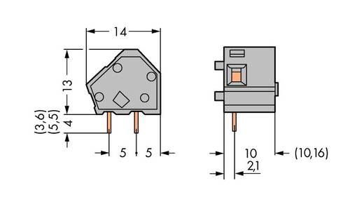 WAGO 236-736 Federkraftklemmblock 2.50 mm² Polzahl 1 Orange 300 St.