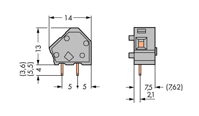 WAGO 236-722 Federkraftklemmblock 2.50mm² Polzahl 1 Grau 400St.