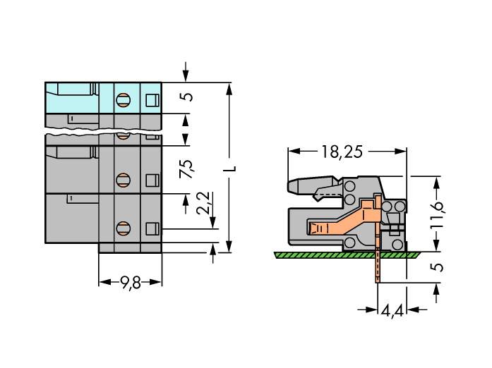 WAGO Buchsengehäuse-Platine 232 Polzahl Gesamt 8 Rastermaß: 7.50mm 232-838 25St.