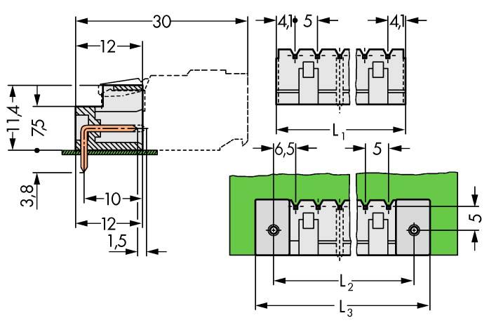 WAGO Stiftleiste (Standard) 2060 Polzahl Gesamt 5 Rastermaß: 5mm 721-465/001-040 200St.