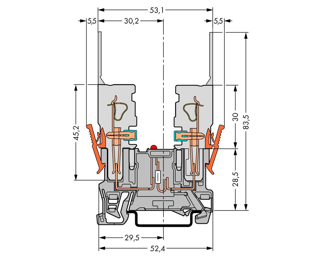 WAGO 769-229/281-413 Basisklemme 5mm Zugfeder Belegung: L Grau 100St.