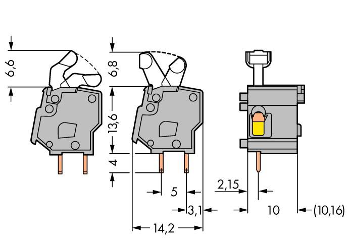 WAGO 257-866 Federkraftklemmblock 2.50mm² Polzahl 1 Orange 300St.