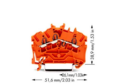 WAGO 2002-6302 - Durchgangsklemme, 3-Leiter, Ø 0,25 - 2,5 mm, orange