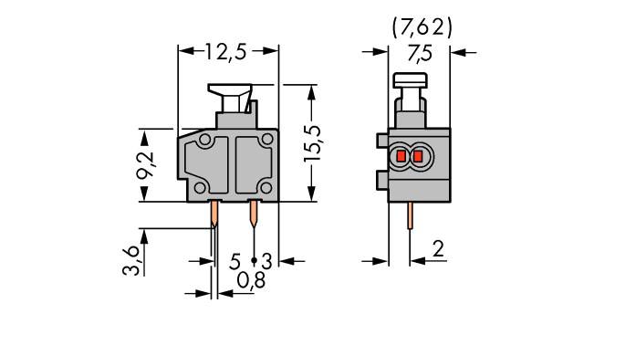 WAGO 235-551/331-000 Federkraftklemmblock Polzahl 1 Grau 600St.