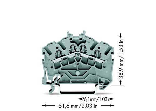 WAGO 2002-6401 Durchgangsklemme 5.20 mm Zugfeder Belegung: L Grau 100 St.