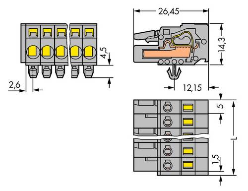 WAGO Buchsengehäuse-Kabel 231 Polzahl Gesamt 11 Rastermaß: 5 mm 231-111/008-000 25 St.
