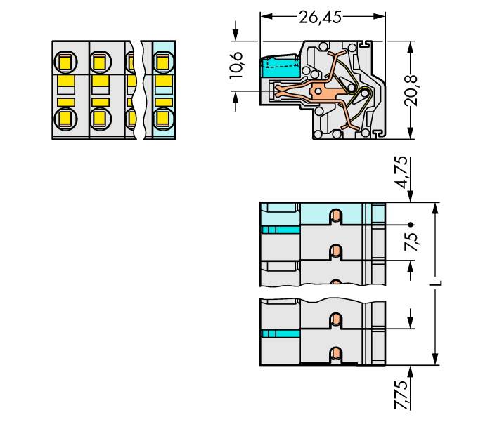 WAGO 721-2210/026-000 Federleiste Gesamtpolzahl 10 Anzahl Reihen 2 25St.