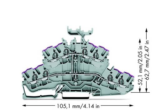 WAGO Kontakttechnik Doppelstockklemme 2002-2438 2,5qmm, grau Durchgangs-Reihenklemme 4050821144779
