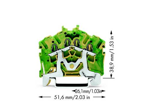 WAGO 2002-6407 Schutzleiterklemme 5.20 mm Zugfeder Belegung: PE Grün, Gelb 100 St.