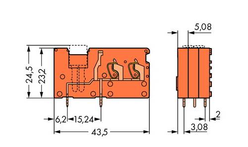 WAGO 742-176 Federkraftklemmblock 2.50 mm² Polzahl 1 Orange 200 St.