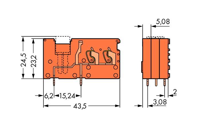 WAGO 742-176 Federkraftklemmblock 2.50mm² Polzahl 1 Orange 200St.