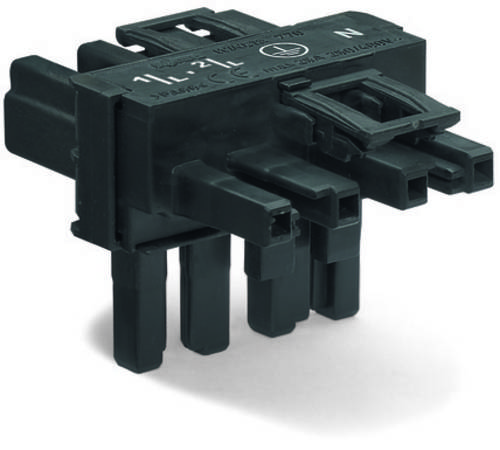 WAGO Netz-T-Verteiler Netz-Stecker - Netz-Buchse, Netz-Buchse Gesamtpolzahl: 4 Weiß 50 St.
