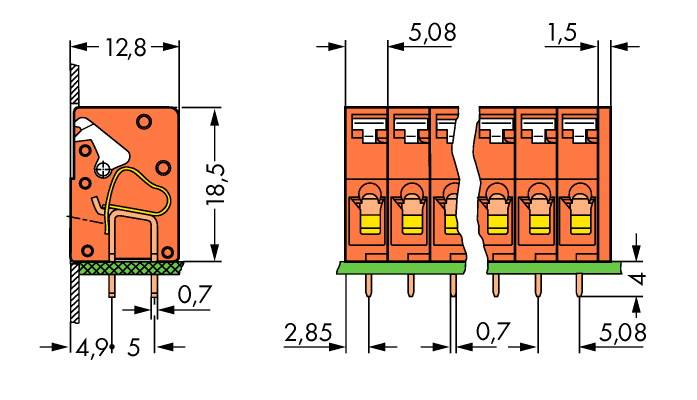 WAGO 741-204 Federkraftklemmblock 2.50mm² Polzahl 4 Orange 220St.