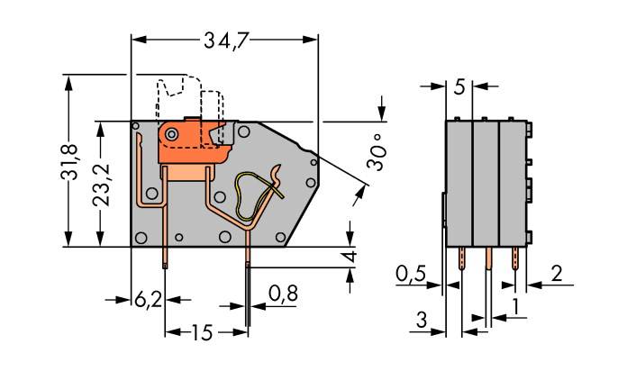 WAGO Federkraftklemmblock Grau 742-101 Inhalt: 384St.
