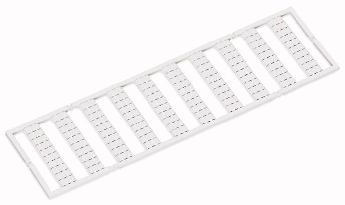 Weiße Plastikleiste mit mehreren rechteckigen Paneelen in Reihenanordnung, vermutlich als Abdeckung oder Lüftungsgitter verwendet.