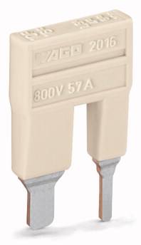 Ein beige Sicherungselement mit der Aufschrift 'WAGO 2016' und '800V 57A', verwendet in elektrischen Anwendungen zur Strombegrenzung.