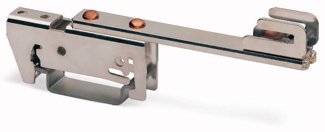 Metallischer Sicherheitsbügel für Fenster, mit zwei Kupferschrauben. Verhindert ungewolltes Öffnen und sorgt für Sicherheit.