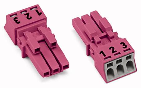 WAGO 890-283 Netz-Steckverbinder WINSTA MINI Buchse, gerade Gesamtpolzahl: 3 16A Pink 50St.