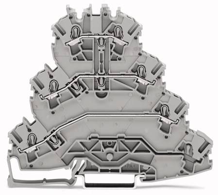 WAGO 2002-4131 Vierstock-Durchgangsklemme 5.20mm Zugfeder Belegung: L1, L2, L3 Grau 25St.