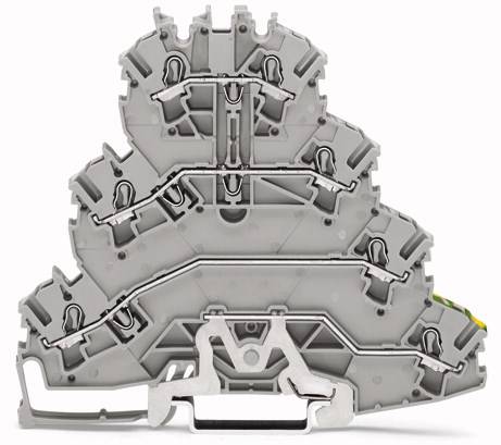 WAGO 2002-4157 Vierstock-Durchgangsklemme 5.20mm Zugfeder Belegung: L1, L2, L3, PE Grau 25St.