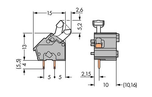 WAGO 256-601 Federkraftklemmblock 2.50 mm² Polzahl 1 Grau 300 St.