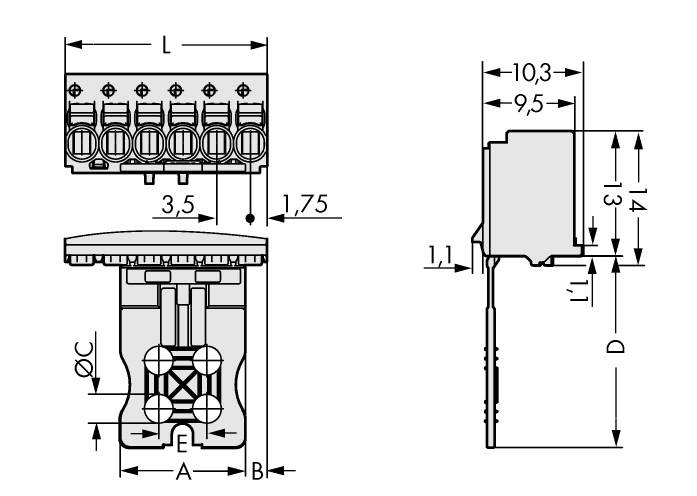 WAGO Stiftgehäuse-Platine 2091 Polzahl Gesamt 2 Rastermaß: 3.50mm 2091-1102 100St.
