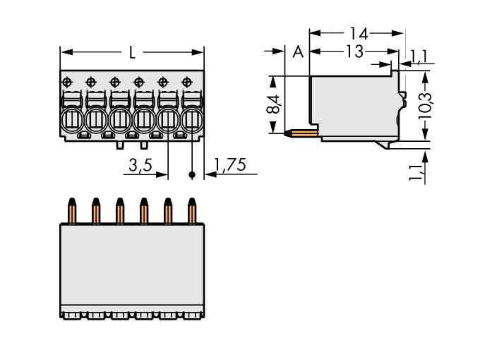 WAGO Stiftgehäuse-Platine 2091 Polzahl Gesamt 8 Rastermaß: 3.50mm 2091-1178/200-000 100St.
