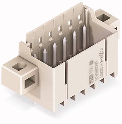 Ein rechteckiger Steckverbinder mit mehreren Metallstiften, vermutlich für elektronische Anwendungen.