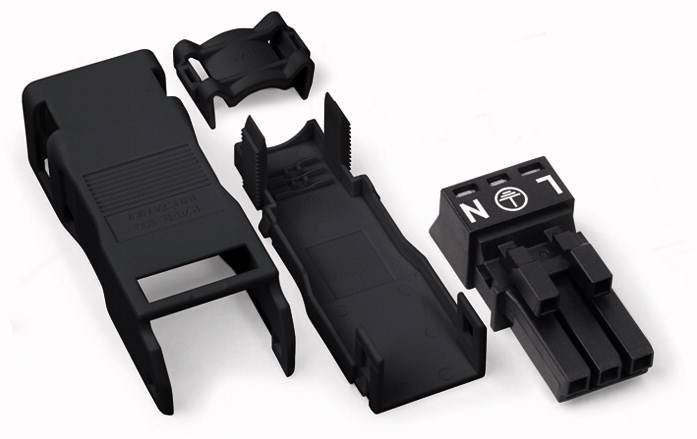 WAGO 890-103 Netz-Steckverbinder WINSTA MINI Buchse, gerade Gesamtpolzahl: 3 16A Schwarz 50St.