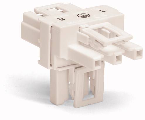 WAGO Netz-T-Verteiler Netz-Stecker - Netz-Buchse, Netz-Buchse Gesamtpolzahl: 3 Weiß 50St.