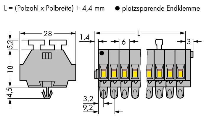 WAGO 261-157/341-000 Klemmenleiste 6mm Zugfeder Belegung: L Grau 50St.
